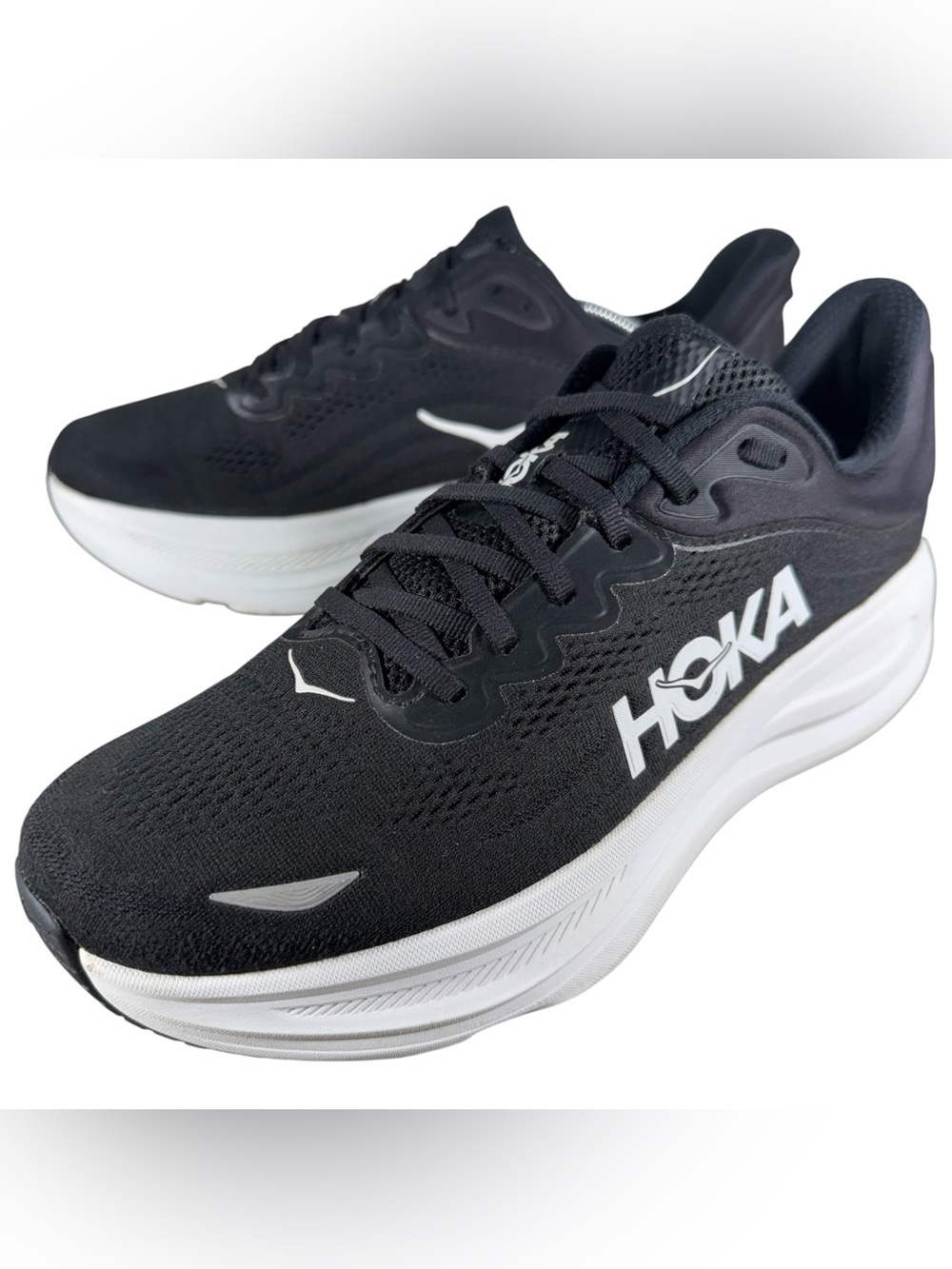 Hoka Bondi 9 Mens Size 12 D Black White Running Shoes Sneakers